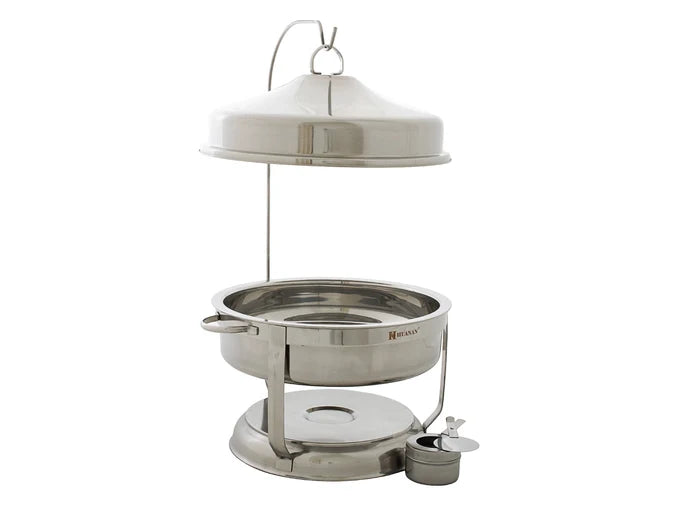 8L Round Chafing Dish Food Warmer, Commercial Kitchen Stainless Steel Bain Marie