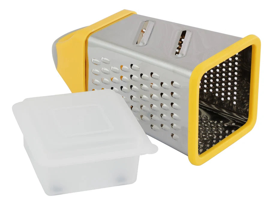 4-In-1 Stainless Steel Food Grater, Shredder & Slicer with Box Tray