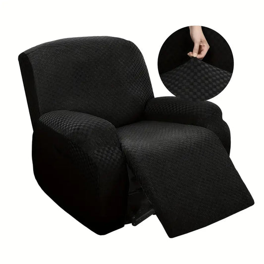 4pcs/one piece elastic thickened full-cover recliner cover- Black