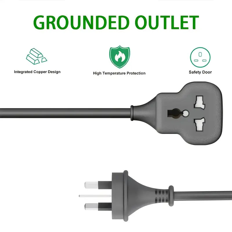 Single Extension Lead with 1 Gang Single AU Plug, 2500W Single Socket Lead