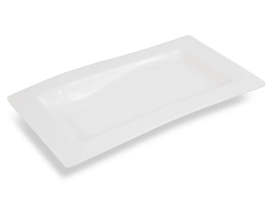 Rectangle Melamine Platter White - Wavy 38cm / 15"