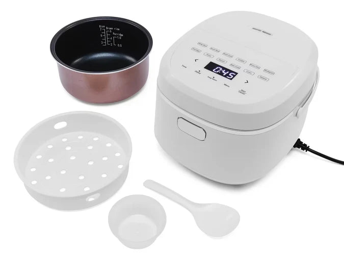 Cup Digital Rice Cooker Steamer - 12 Preset Menus - White