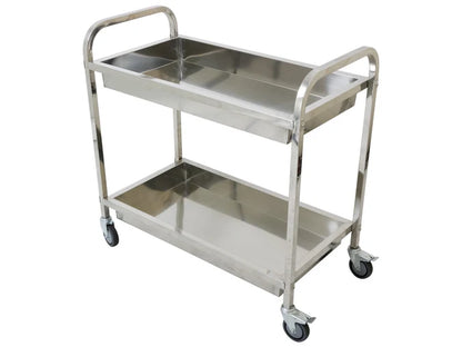 Trolley Service Cart 2 Tier Deep S/S - Commercial Kitchen 930 x 495 x 940mm High