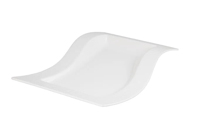 Rectangle Melamine Platter White - Wavy 38cm / 15
