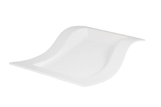 Rectangle Melamine Platter White - Wavy 38cm / 15