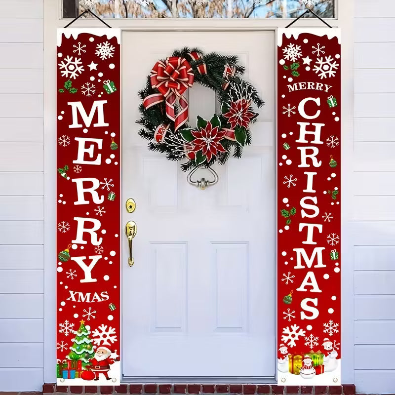 1 Pair Merry Christmas Polyester Banners