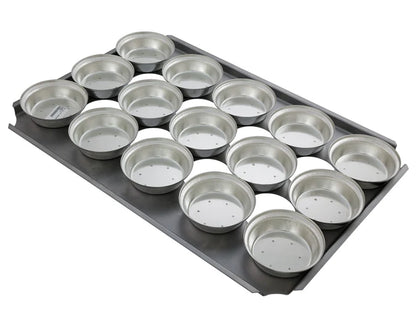 16" Pie Baking Tray - 15x Round 11cm x 3cm Deep Pies Commercial S/S Self Cutting