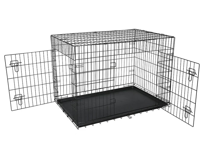 106cm Folding Pet Crate with Floor Tray - Extra Large Size Cage 106x70x76cm
