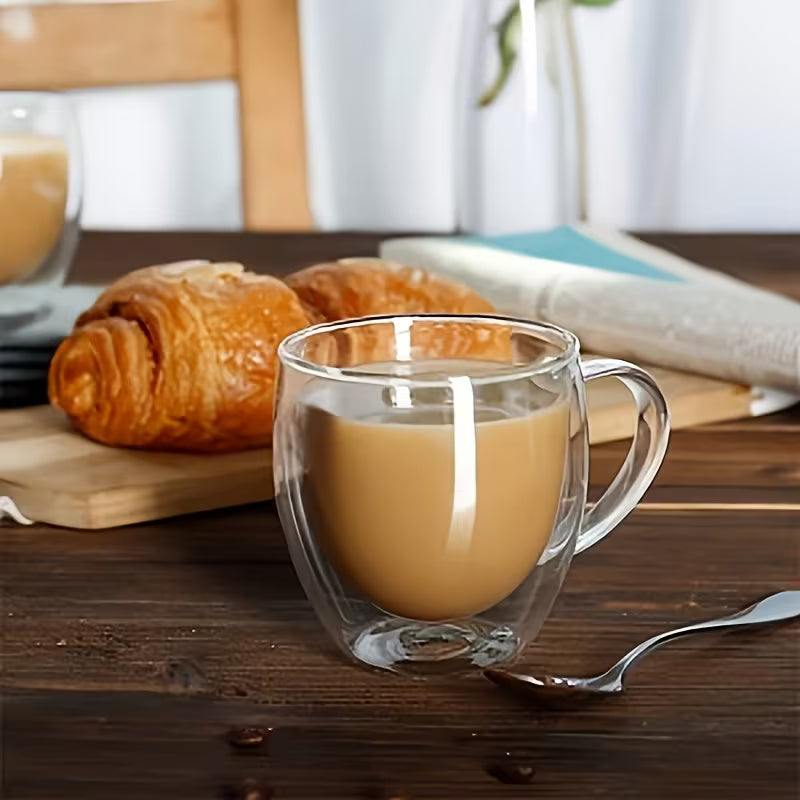 Double-Wall Borosilicate Glass Coffee Cups with Handles-150ML