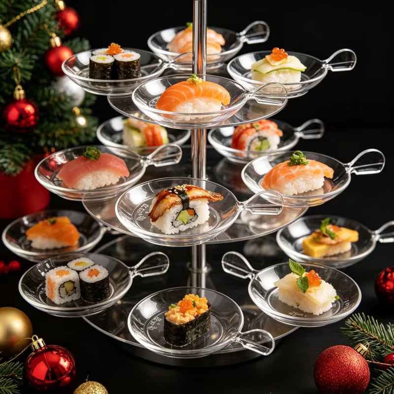 35pcs Creative Transparent Snack Plates with Handles