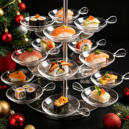 35pcs Creative Transparent Snack Plates with Handles