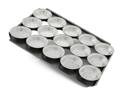 16" Pie Baking Tray - 15x Oval 13cm x 3cm Deep Pies Commercial S/S Self Cutting