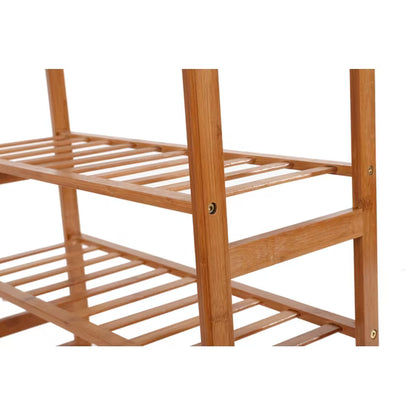 Bamboo 4 Tier Shoes Organizer Rack Tower Shelve Space Saving Storage Free Standing