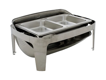 8L Chafing Dish 2x 1/2GN Food Warmer | Commercial 201 Stainless Steel Bain Marie