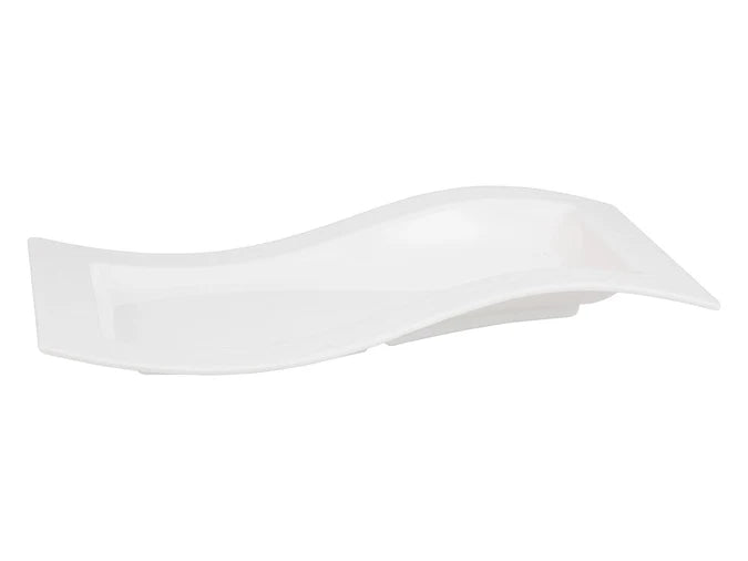 Rectangle Melamine Platter White - Wavy 38cm / 15"