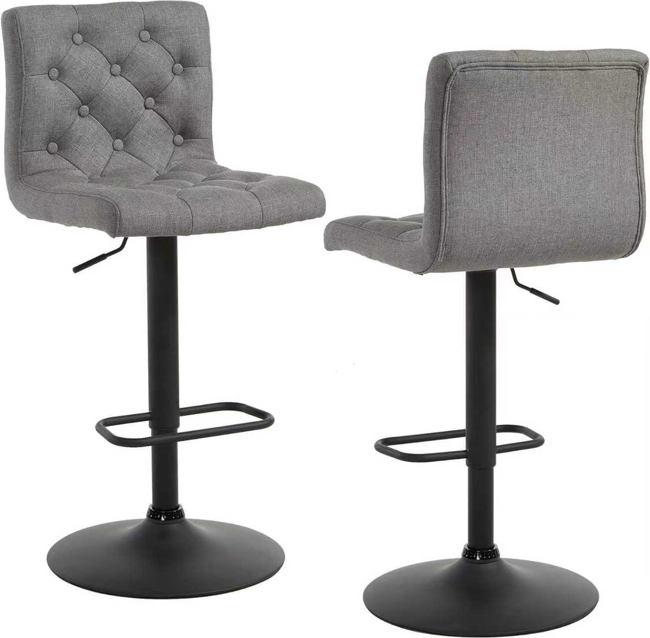 Bar Stool set of 2- Model - RO - 13 Bar Chairs,Upholstered Counter Height with High Backrest for Kitchen Island, Black