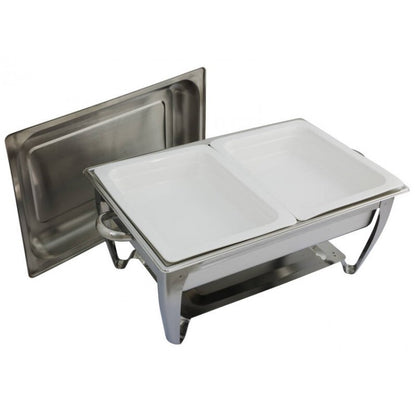Chafing Dish Warmer Bain Marie + 2x GN1/2 Ceramic & SS Pans Chafer Set
