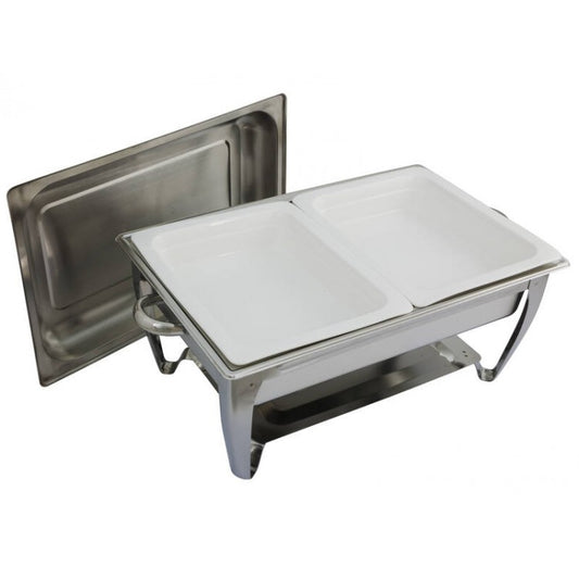 Chafing Dish Warmer Bain Marie + 2x GN1/2 Ceramic & SS Pans Chafer Set