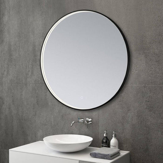 Barelli 800 x 800mm Black Toscana Framed Round Mirror LED Frame