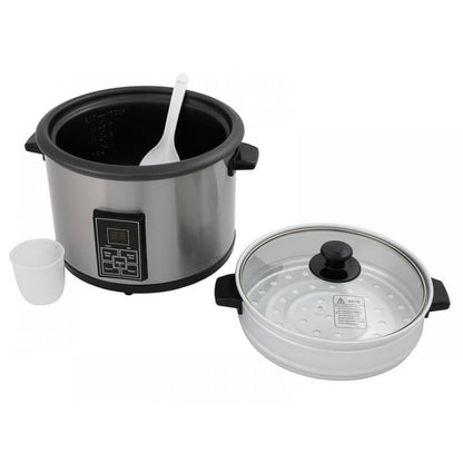 10 Cup Rice Steamer + Food Warmer | Stainless Steel Pot Steamers + Warmers