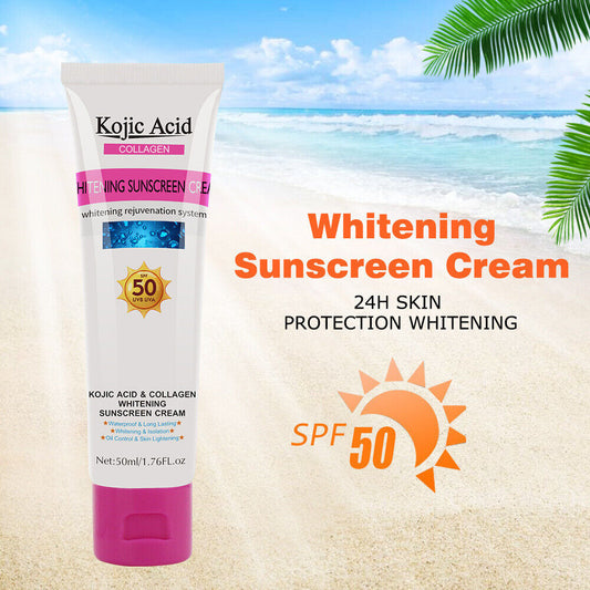Kojic Acid Collagen Whitening Sunscreen Cream UV Protect Moisturize Waterproof
