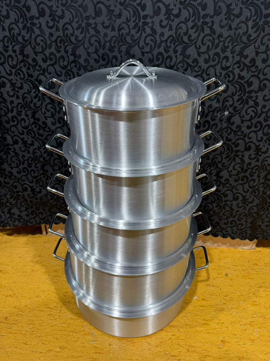 5 set Aluminum Pots with Lids 35.5 CM - 48.5CM Commercial/Domestic