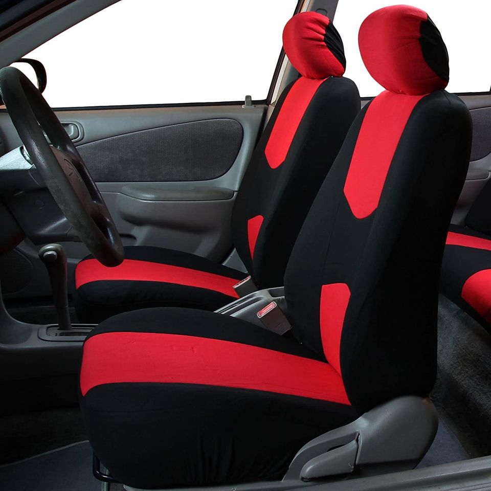 Car Seat Covers Red & Black  - Fabric