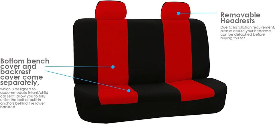 Car Seat Covers Red & Black  - Fabric