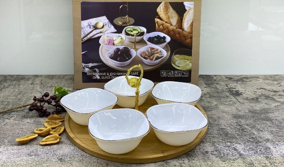 Bowl Set 6 Pcs With Wooden Tray