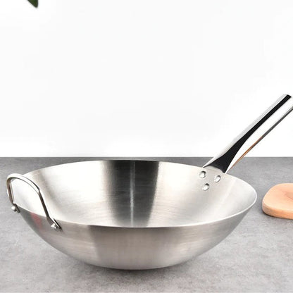 Stainless Steel Wok - With Handle