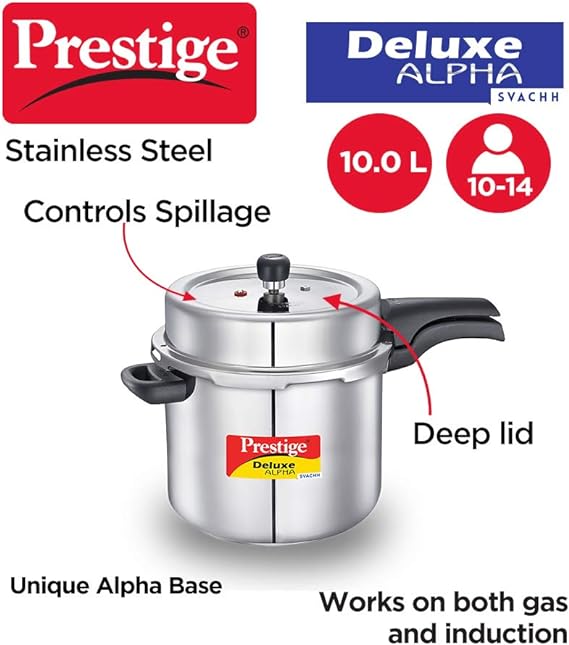PRESTIGE 10L Deluxe Stainless Steel Pressure Cooker