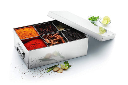 Masala Box 6 Compartment - Stainless Steel