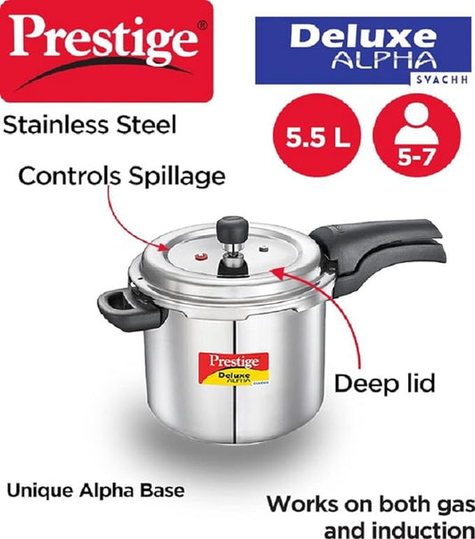 PRESTIGE 5.5L Deluxe Stainless Steel Pressure Cooker