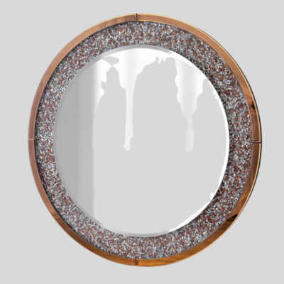 Gold Tawny Crystal Round Mirror TG008