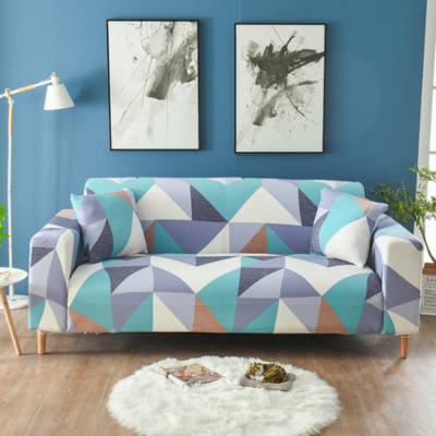 Checkered Pattern Blue Sofa Cover Type 18- 1 Seater