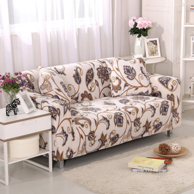 Off White Floral Sofa Cover Type 20- 2 Seater