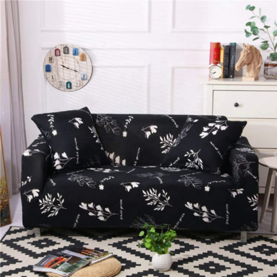 Black Floral Sofa Cover Type 22- 3 Seater