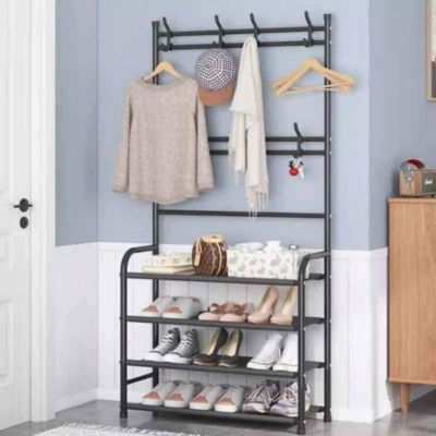 Shoe and Hat Rack 4 Layer Black