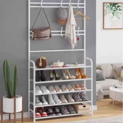Shoe and Hat Storage 5 Layer Rack White