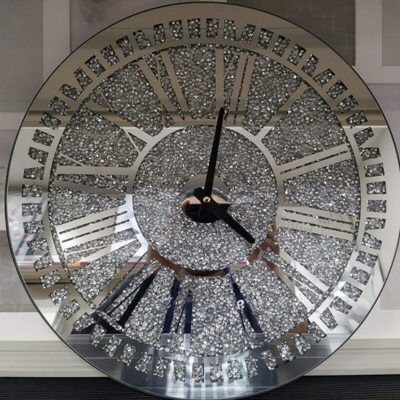 Wall Clock Diamond Crystral Mirror Finish 40cm