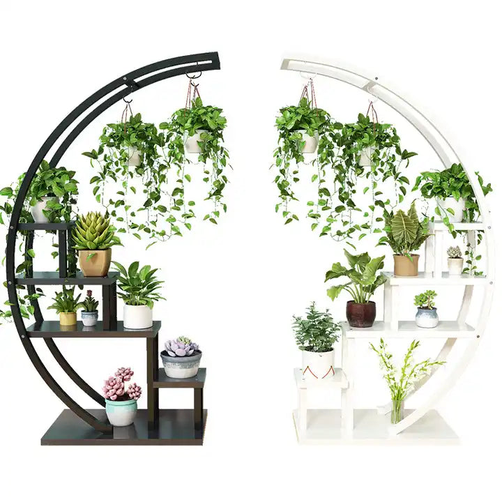 wooden crescent shaped Steel Metal Flower Display Stand