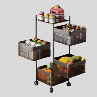 4 Tier Basket Square Trolley