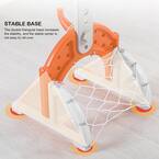 Blue 3-in-1 Kids Basketball Hoop Set Stand with Ring Toss, Basketball and Football, Kids Gift