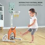 Blue 3-in-1 Kids Basketball Hoop Set Stand with Ring Toss, Basketball and Football, Kids Gift